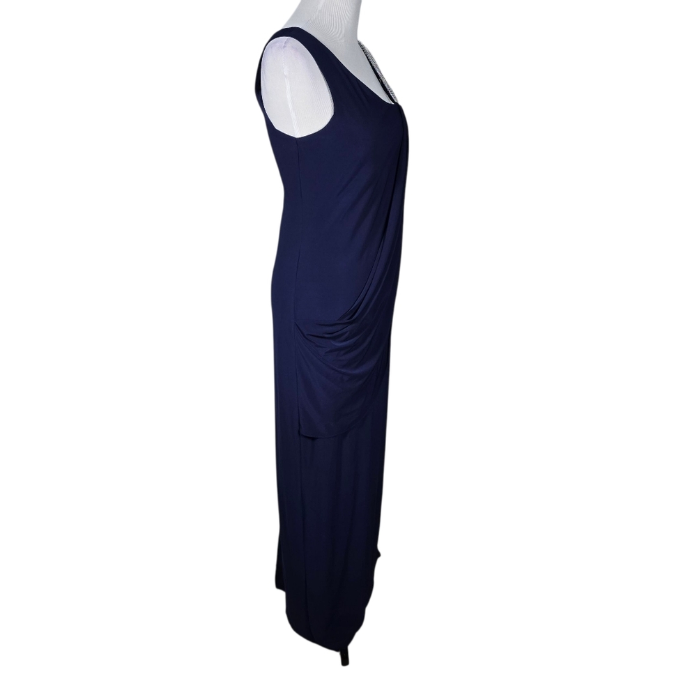 Scarlett Nite 8 Blue One-Shoulder Draped Shimmering Strap Formal Gown Dress - Picture 3 of 8